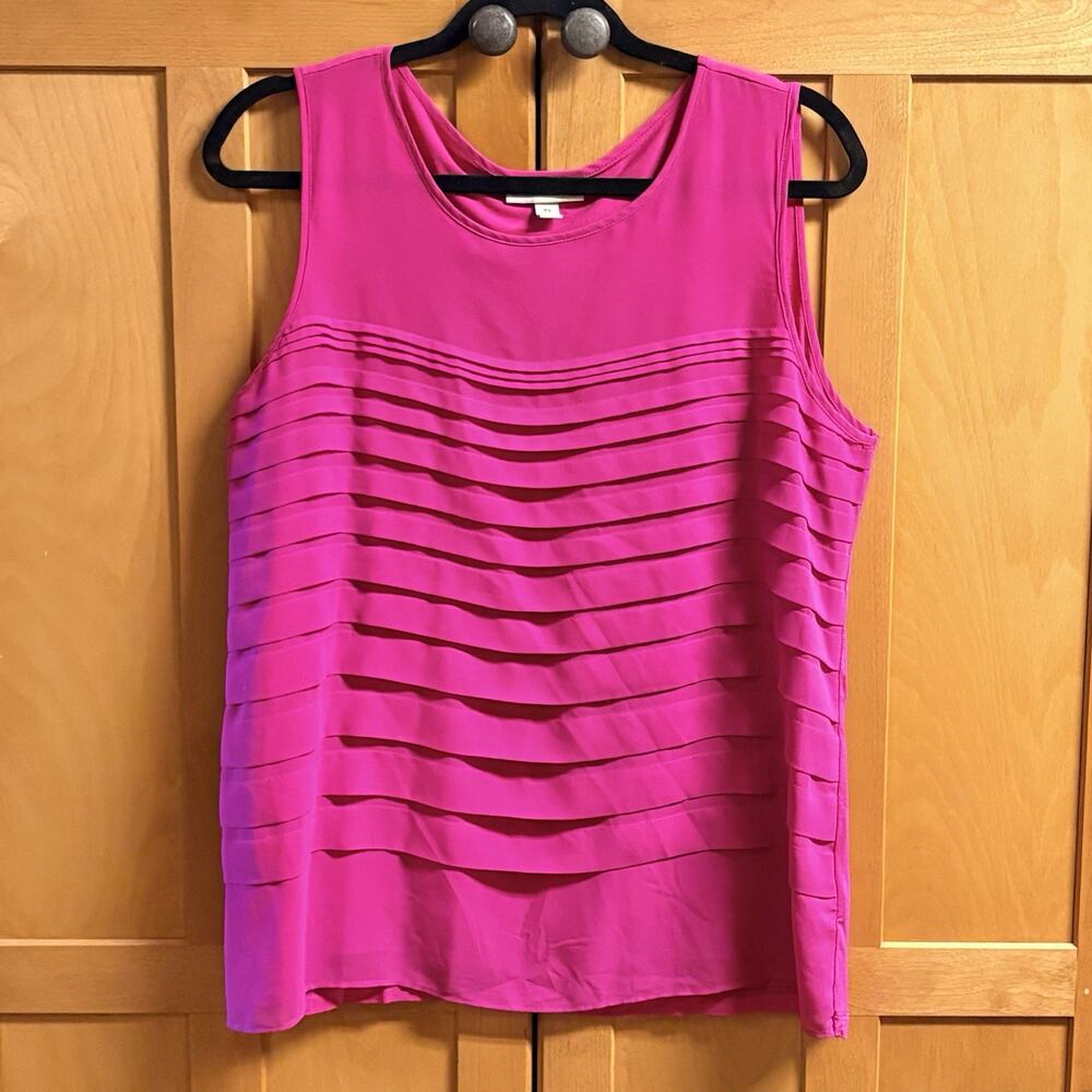 Dana Buchman Tank Hot Pink Size Xl Womens Ruffles Round Neckline Lined